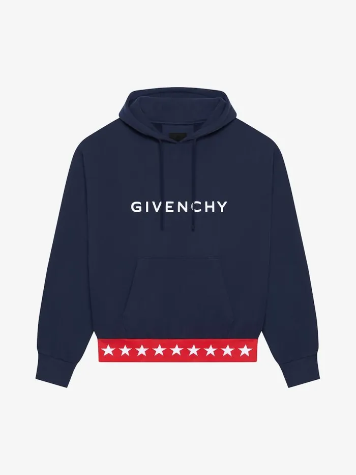 Men Sweatshirts and Hoodies Givenchy GIVENCHY Boxy Fit Hoodie In Fleece Deep Blue