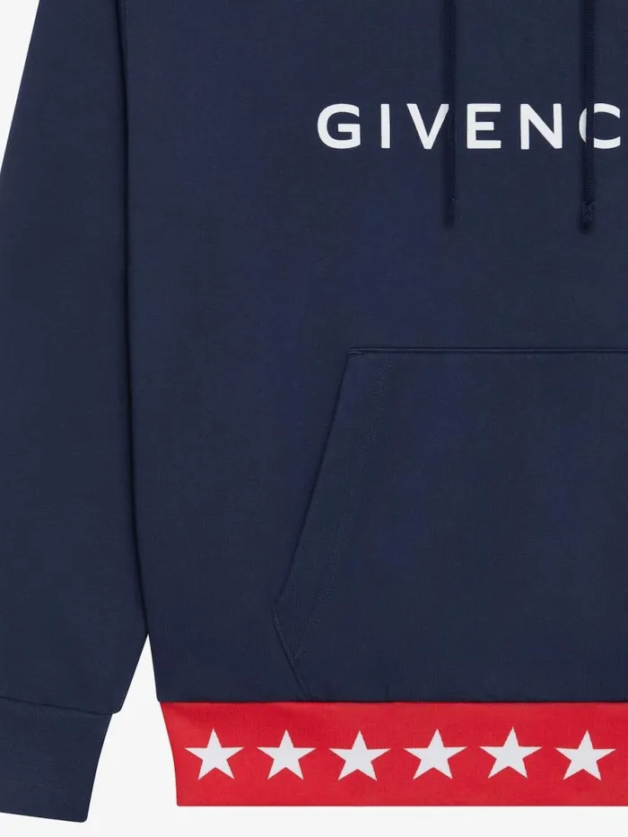 Men Sweatshirts and Hoodies Givenchy GIVENCHY Boxy Fit Hoodie In Fleece Deep Blue