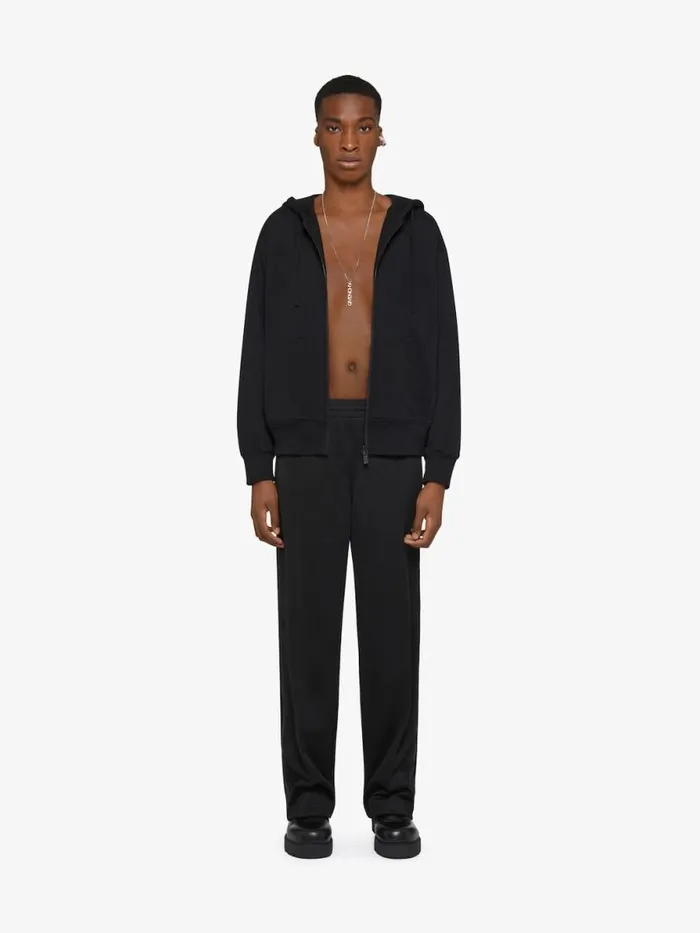 Men Sweatshirts and Hoodies Givenchy GIVENCHY Boxy Fit Hoodie In Fleece With Rhinestones Black