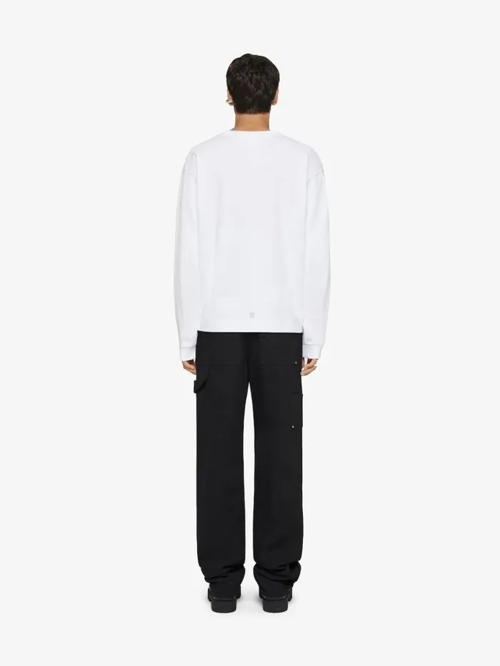 Men TShirts Givenchy Boxy Fit Tshirt In Cotton With Reflective Artwork White