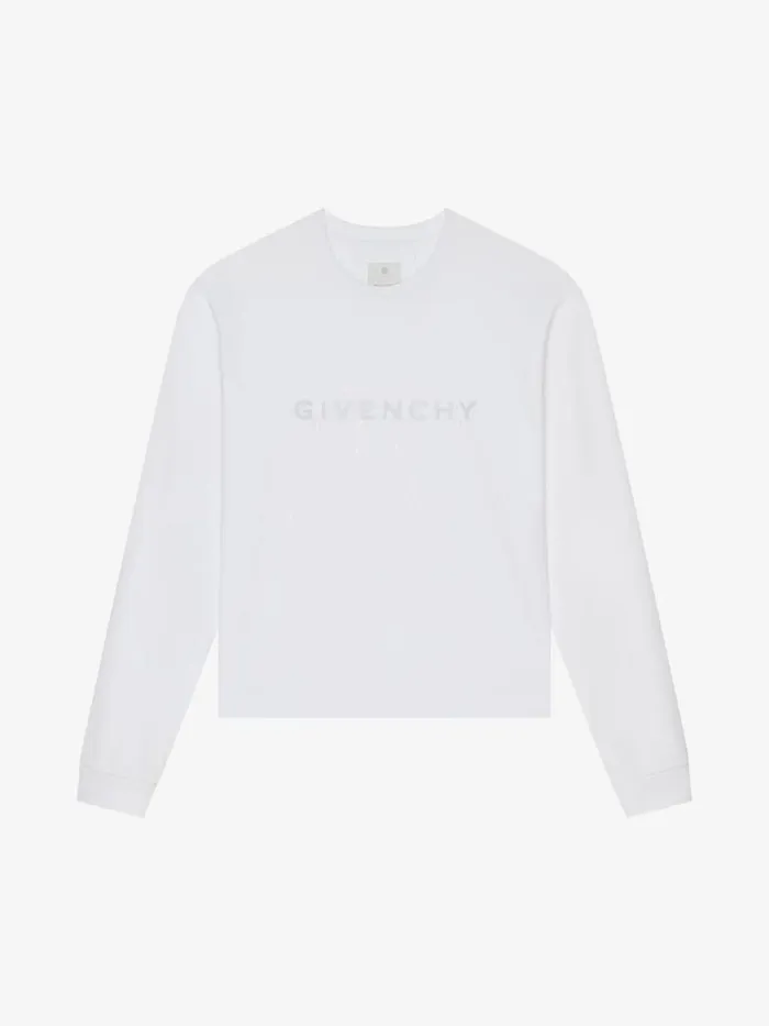 Men TShirts Givenchy Boxy Fit Tshirt In Cotton With Reflective Artwork White