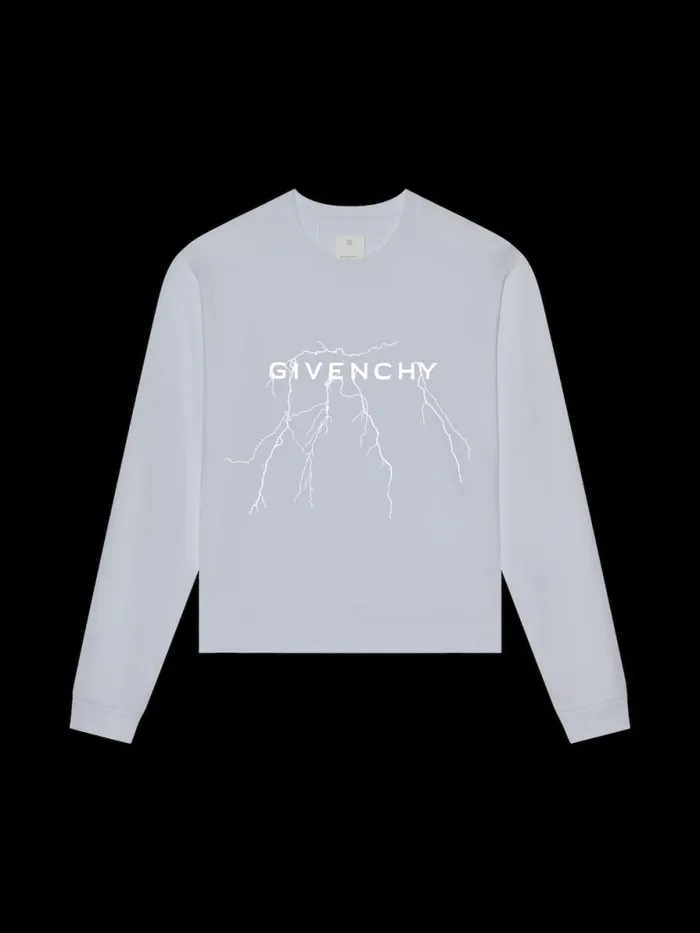 Men TShirts Givenchy Boxy Fit Tshirt In Cotton With Reflective Artwork White