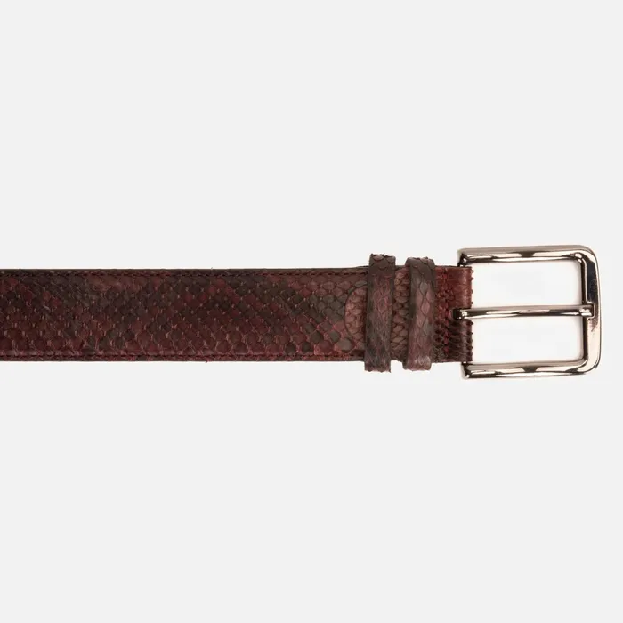 Men The Boss Burgundy Python Sneak Leather Leather Belt Vinci Leather Boots