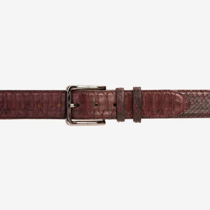 Men The Boss Burgundy Python Sneak Leather Leather Belt Vinci Leather Boots
