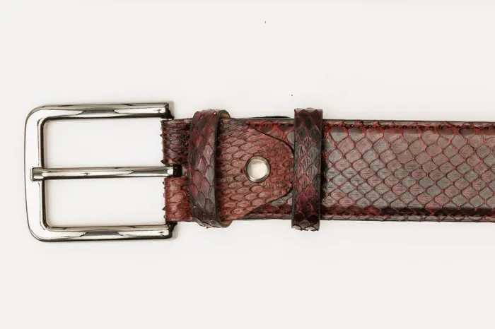 Men The Boss Burgundy Python Sneak Leather Leather Belt Vinci Leather Boots