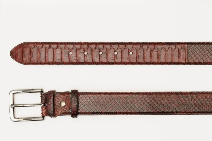 Men The Boss Burgundy Python Sneak Leather Leather Belt Vinci Leather Boots