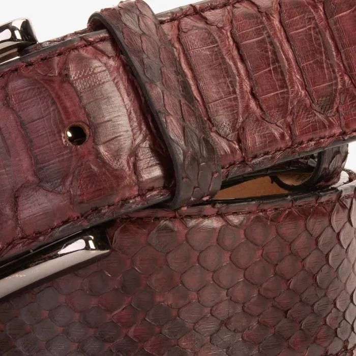 Men The Boss Burgundy Python Sneak Leather Leather Belt Vinci Leather Boots