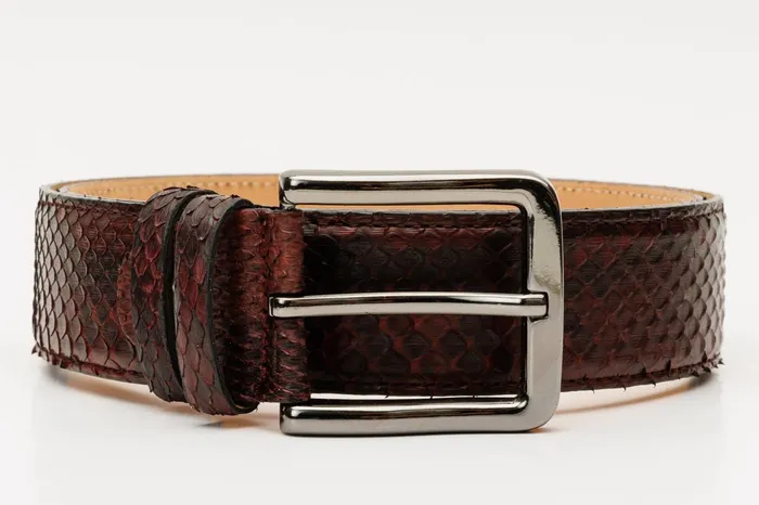 Men The Boss Burgundy Python Sneak Leather Leather Belt Vinci Leather Boots