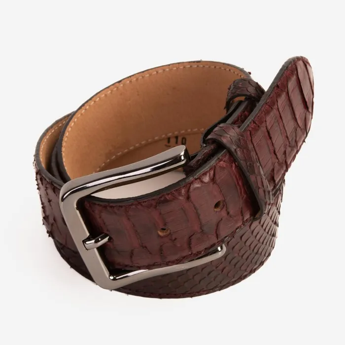 Men The Boss Burgundy Python Sneak Leather Leather Belt Vinci Leather Boots