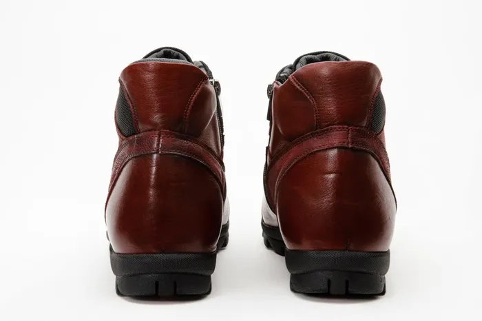 Men The Houston Leather Burgundy LaceUp Casual Boot With A Zipper Vinci Leather Boots