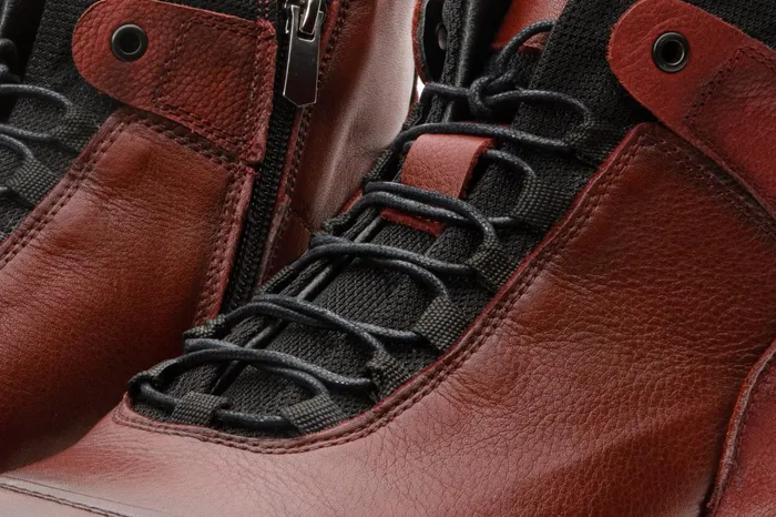 Men The Houston Leather Burgundy LaceUp Casual Boot With A Zipper Vinci Leather Boots