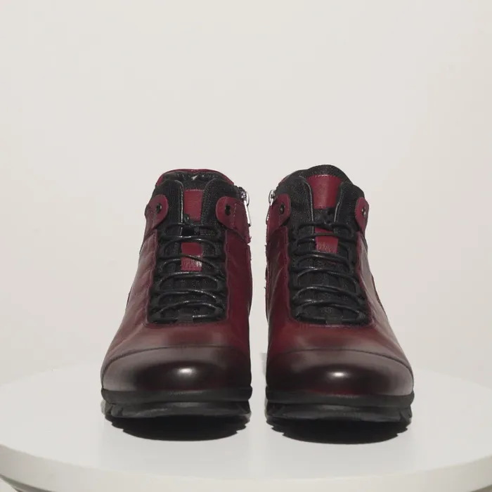 Men The Houston Leather Burgundy LaceUp Casual Boot With A Zipper Vinci Leather Boots