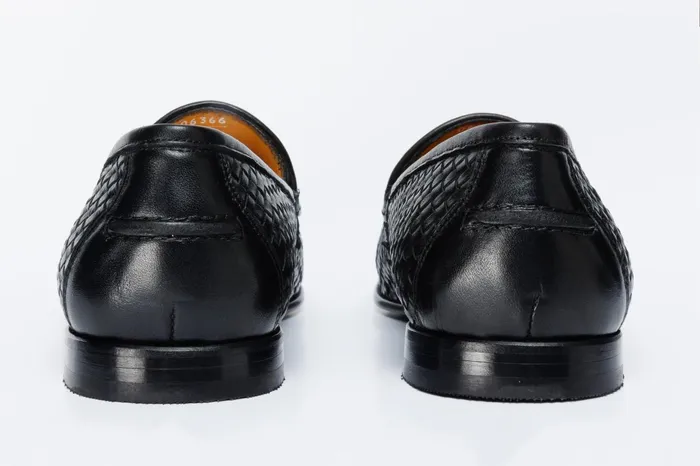 Men The Mclean Shoe Black Leather Woven Tassel Loafer Shoe Vinci Leather Best Sellers