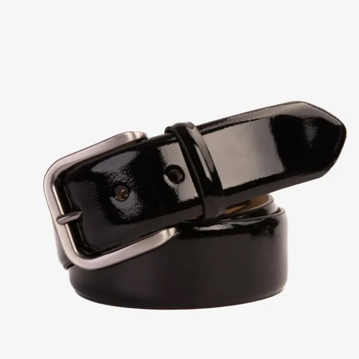 Men The Royal Hand Craft Black Patent Leather Belt Vinci Leather Dress Shoes