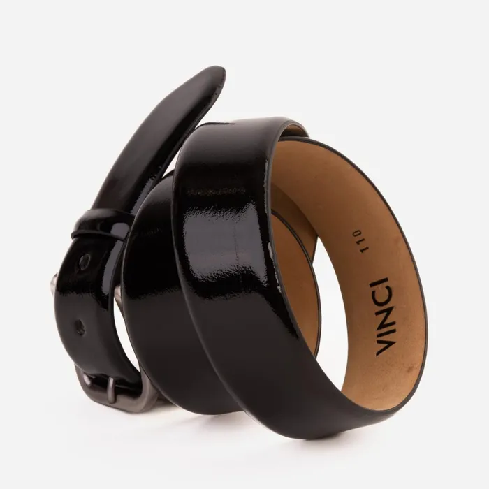 Men The Royal Hand Craft Black Patent Leather Belt Vinci Leather Dress Shoes