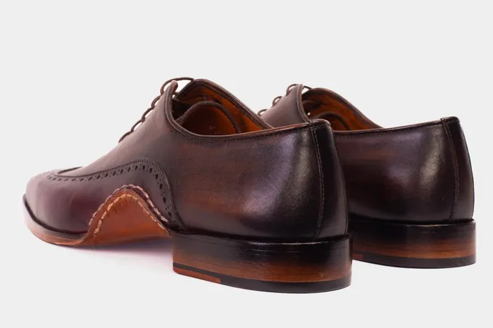 Men The Royal Hand Craft Burgundy Wingtip Oxford Shoe Vinci Leather Dress Shoes