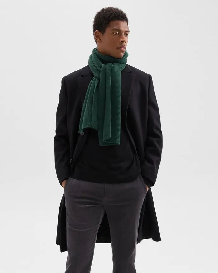 Men Theory Hats Gloves Scarves Camden Scarf In Ribbed Cashmere Brunswick