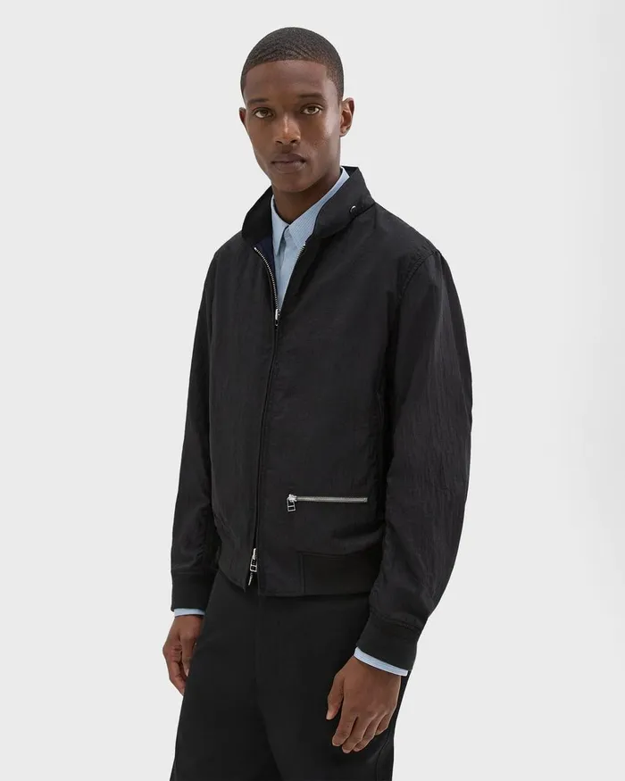 Men Theory Outerwear Blouson ZipUp Jacket Black