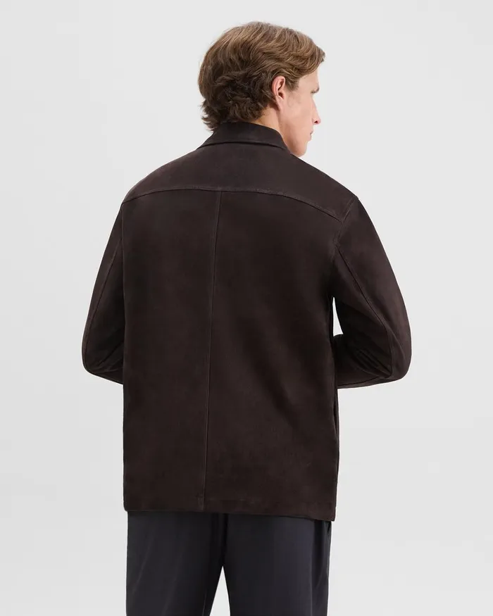 Men Theory Outerwear Closson Military Jacket In Suede Hickory