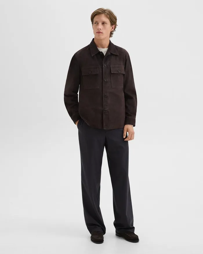 Men Theory Outerwear Closson Military Jacket In Suede Hickory