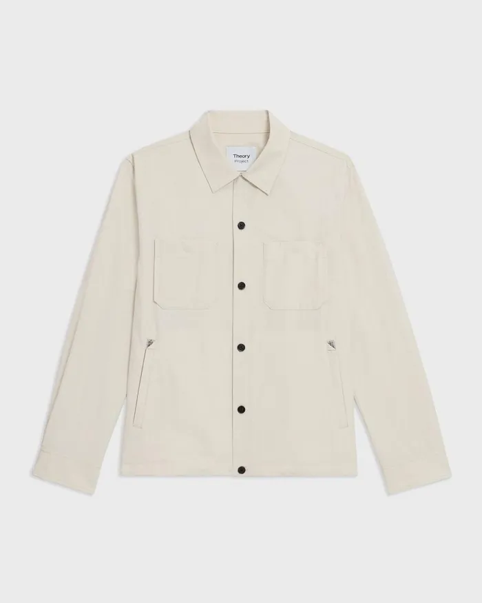 Men Theory Outerwear Shirt Jacket Ecru