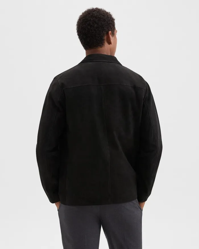 Men Theory Outerwear Straight Blazer In Suede Black