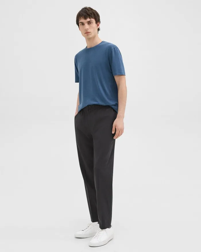 Men Theory Pants Larin Drawstring Pant In Stretch Wool Dark Charcoal