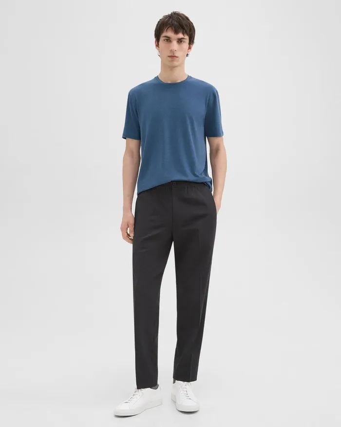 Men Theory Pants Larin Drawstring Pant In Stretch Wool Dark Charcoal