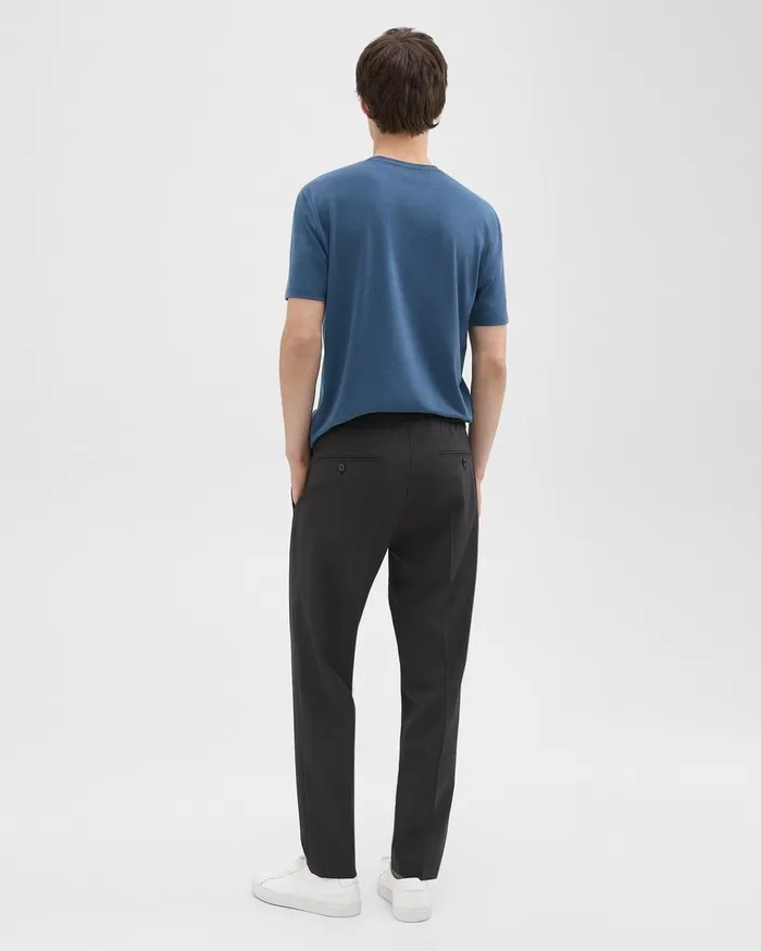 Men Theory Pants Larin Drawstring Pant In Stretch Wool Dark Charcoal