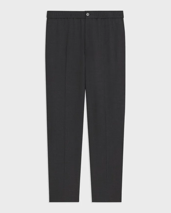 Men Theory Pants Larin Drawstring Pant In Stretch Wool Dark Charcoal