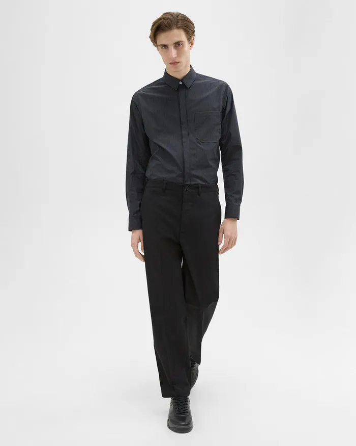 Men Theory Pants Relaxed Virgin Wool Pant Black