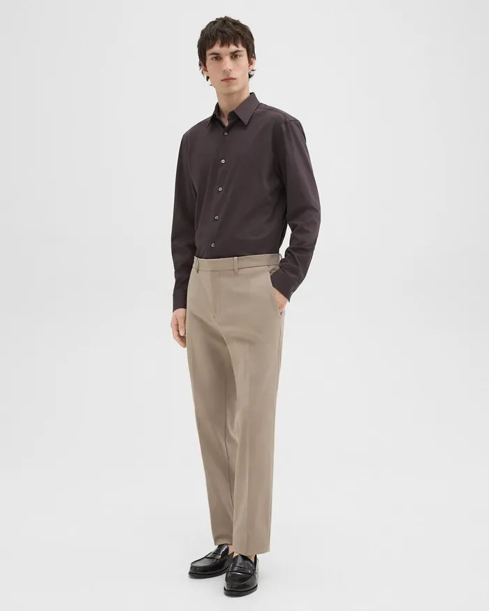 Men Theory Pants Zaine Pant In Stretch Cotton Taupe
