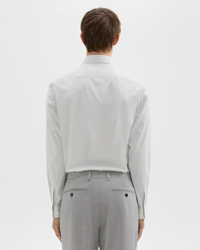 Men Theory Shirts StandardFit Shirt In Checked Stretch Cotton Whitevapor