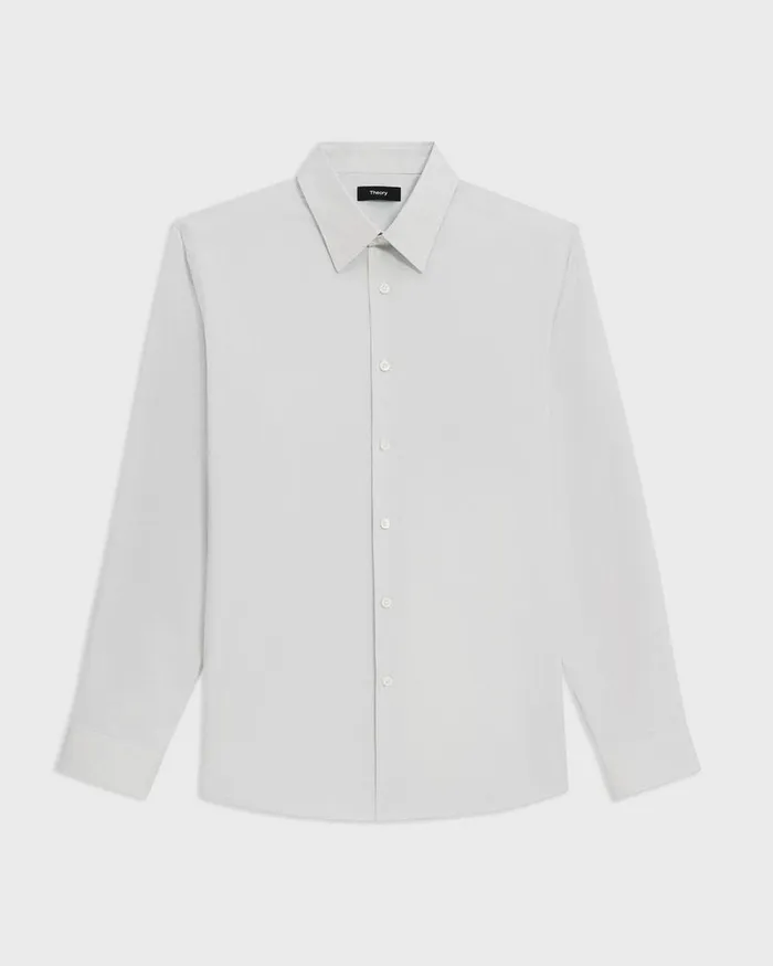 Men Theory Shirts StandardFit Shirt In Checked Stretch Cotton Whitevapor