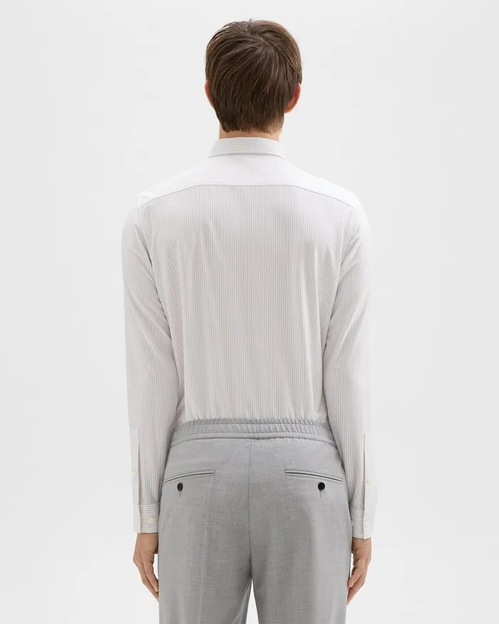 Men Theory Shirts Tailored Shirt In Striped Structure Knit Whitevapor