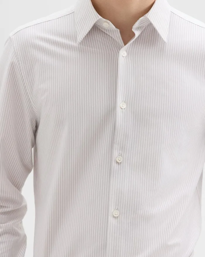 Men Theory Shirts Tailored Shirt In Striped Structure Knit Whitevapor