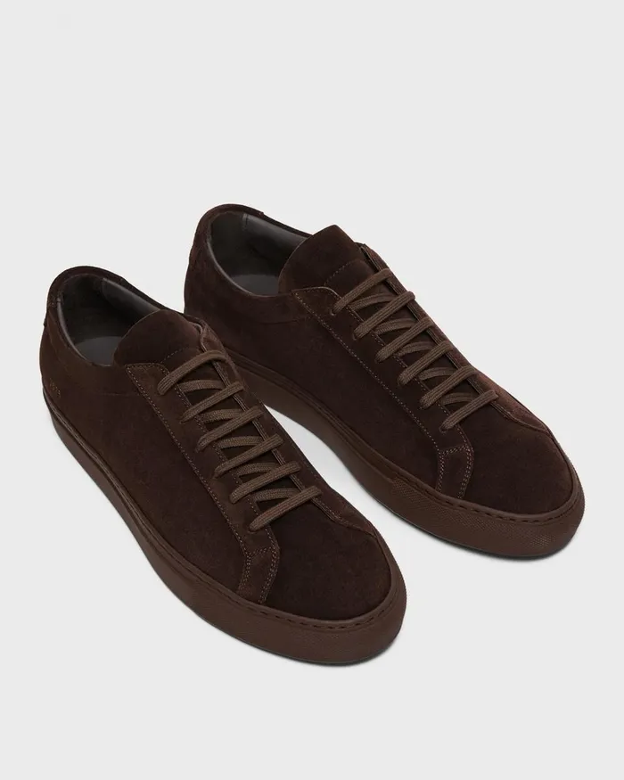Men Theory Shoes Common Projects Original Achilles Sneakers Dark Brown