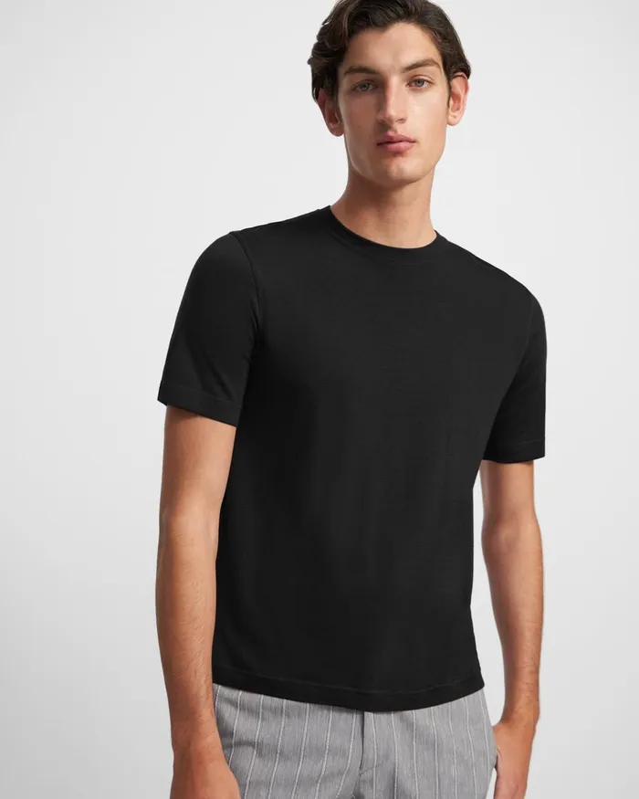 Men Theory Sweaters Cardigans Basic Tee In Regal Wool Black