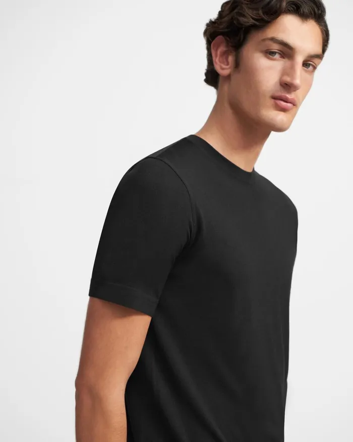 Men Theory Sweaters Cardigans Basic Tee In Regal Wool Black
