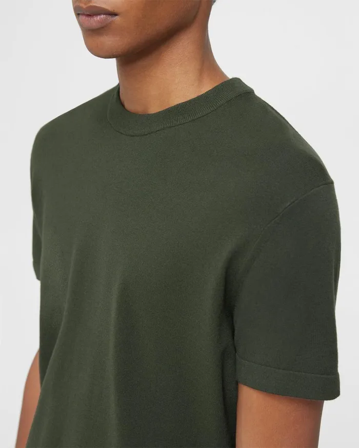 Men Theory Sweaters Cardigans Sarior ShortSleeve Sweater In Fine Bilen Dark Oliveblack