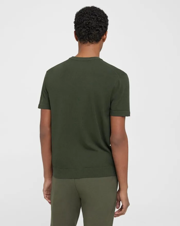 Men Theory Sweaters Cardigans Sarior ShortSleeve Sweater In Fine Bilen Dark Oliveblack