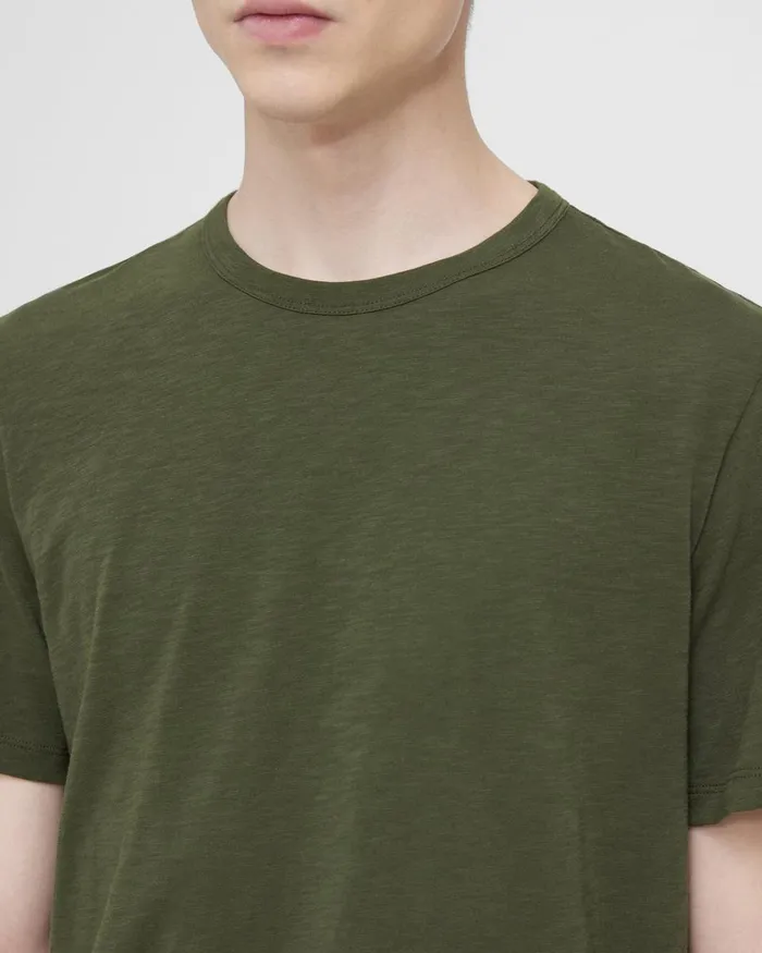Men Theory TShirts Polos Essential Tee In Cosmos Slub Cotton Dark Olive
