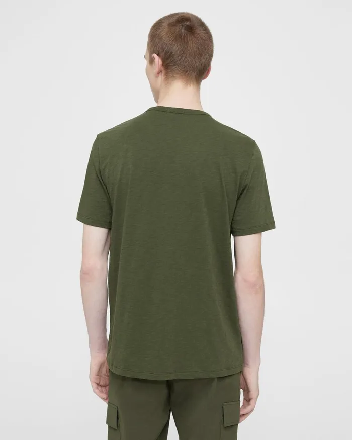 Men Theory TShirts Polos Essential Tee In Cosmos Slub Cotton Dark Olive