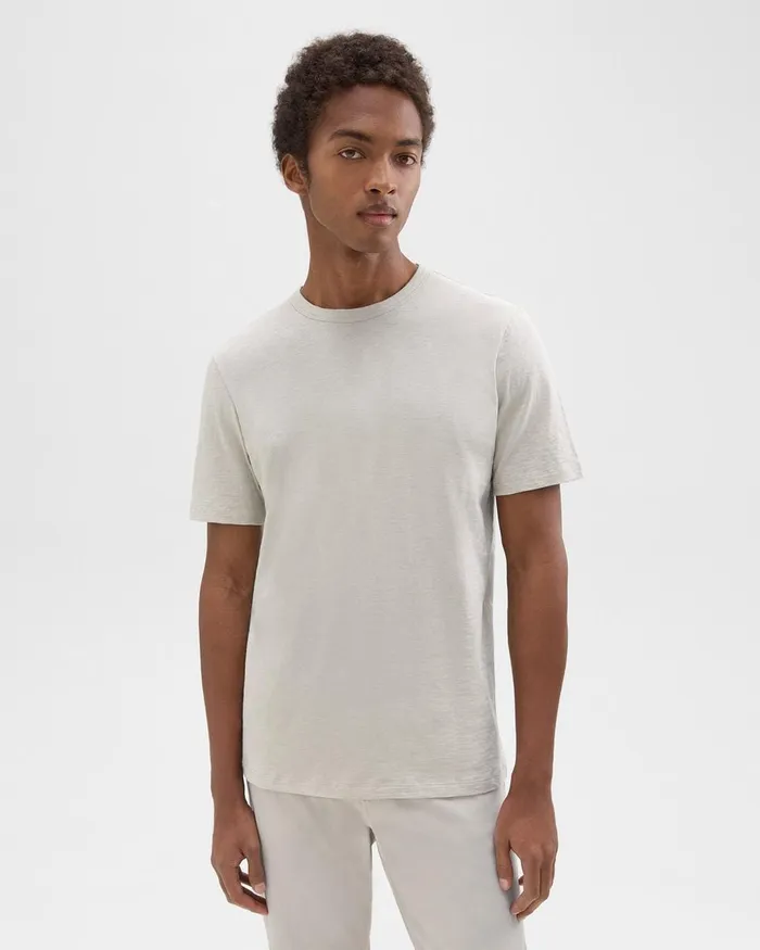 Men Theory TShirts Polos Essential Tee In Cosmos Slub Cotton Limestone