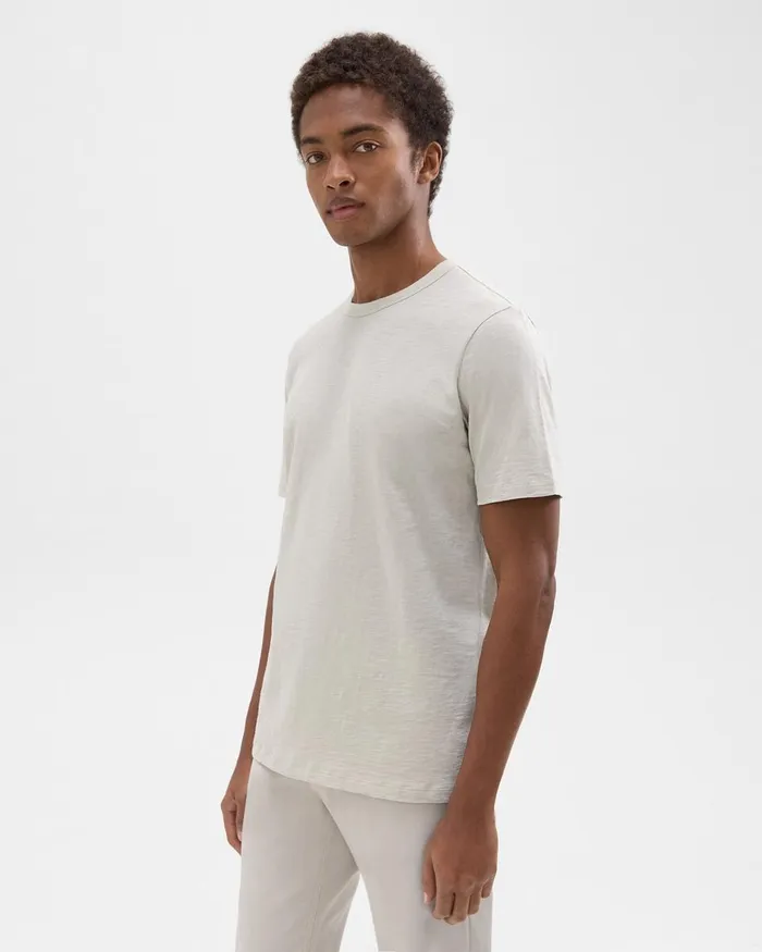 Men Theory TShirts Polos Essential Tee In Cosmos Slub Cotton Limestone