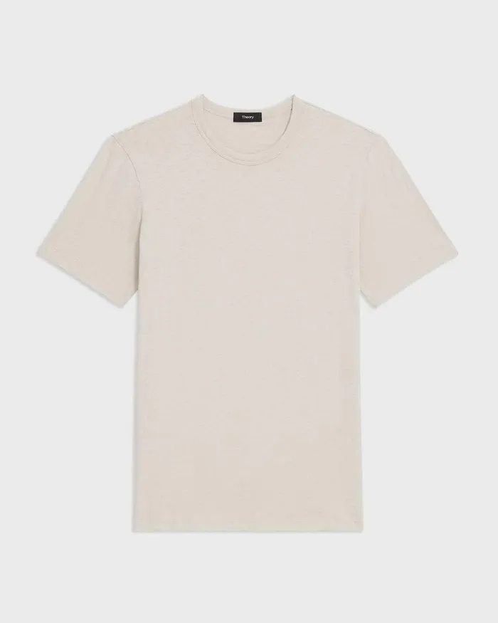 Men Theory TShirts Polos Essential Tee In Cosmos Slub Cotton Limestone