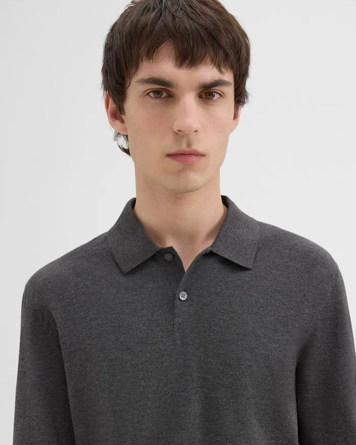 Men Theory TShirts Polos Goris LongSleeve Polo Shirt In Light Bilen Pestle Melange