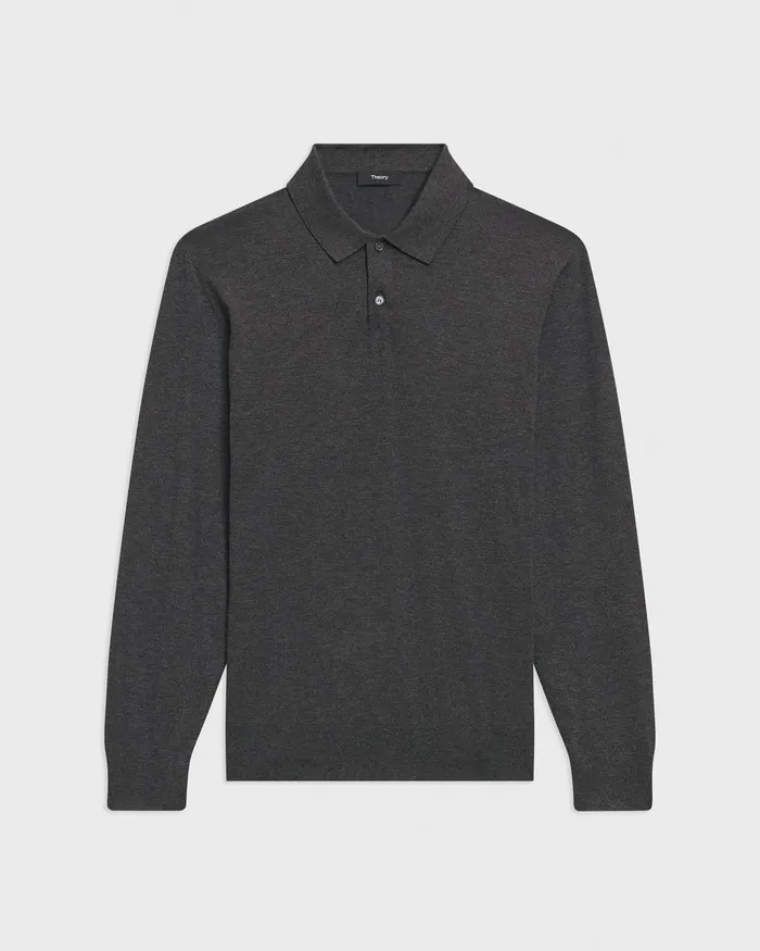 Men Theory TShirts Polos Goris LongSleeve Polo Shirt In Light Bilen Pestle Melange