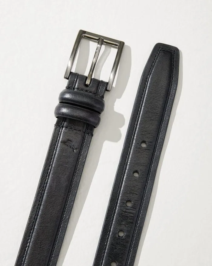 Men Tommy Bahama Belts Drop Edge Stitch Belt Black Men Tommy Bahama Belts Drop Edge Stitch Belt Black