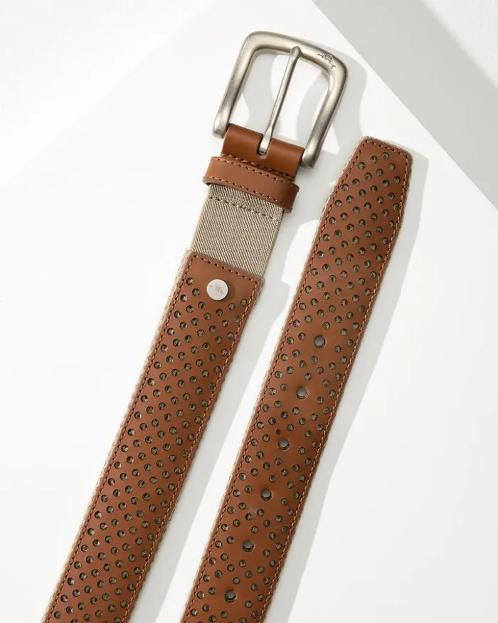 Men Tommy Bahama Belts Leather Mesh Cushion Performance Belt Tan Men Tommy Bahama Belts Leather Mesh Cushion Performance Belt Tan